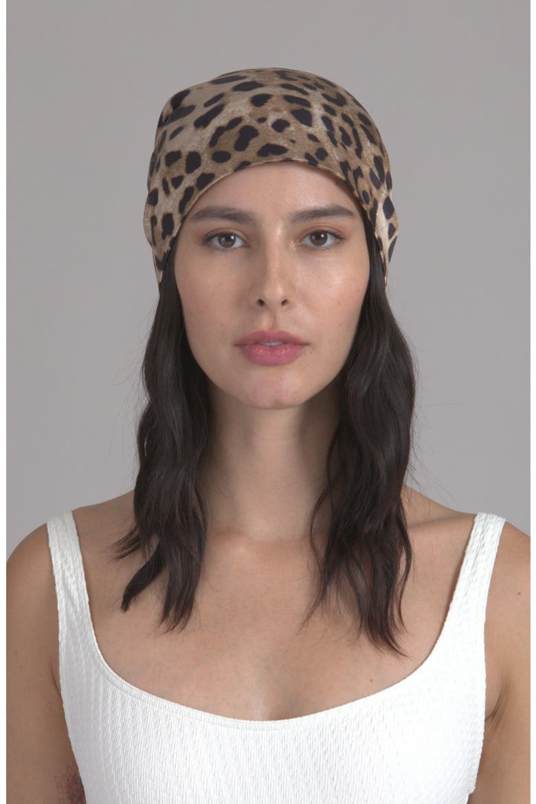Gigi Satin Head Wrap, Alternate, color, CAMEL/ BLACK