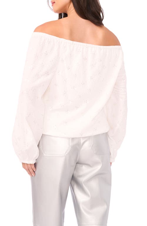 Vince Camuto Sequin Off The Shoulder Long Sleeve Shirt In Neutral