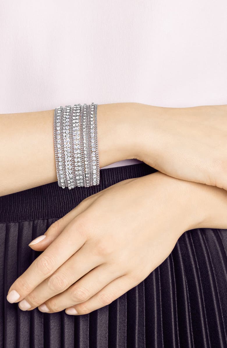 Swarovski Crystal & Chain Cuff Bracelet, Alternate, color,