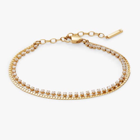 2 Row Crystal Tennis Chain  Bracelet