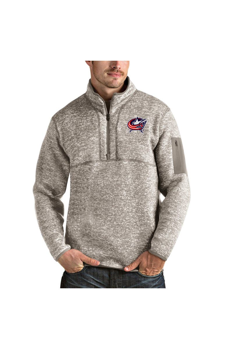 ANTIGUA Men's Antigua Oatmeal Columbus Blue Jackets Fortune Half-Zip Pullover Jacket, Alternate, color, Oatmeal