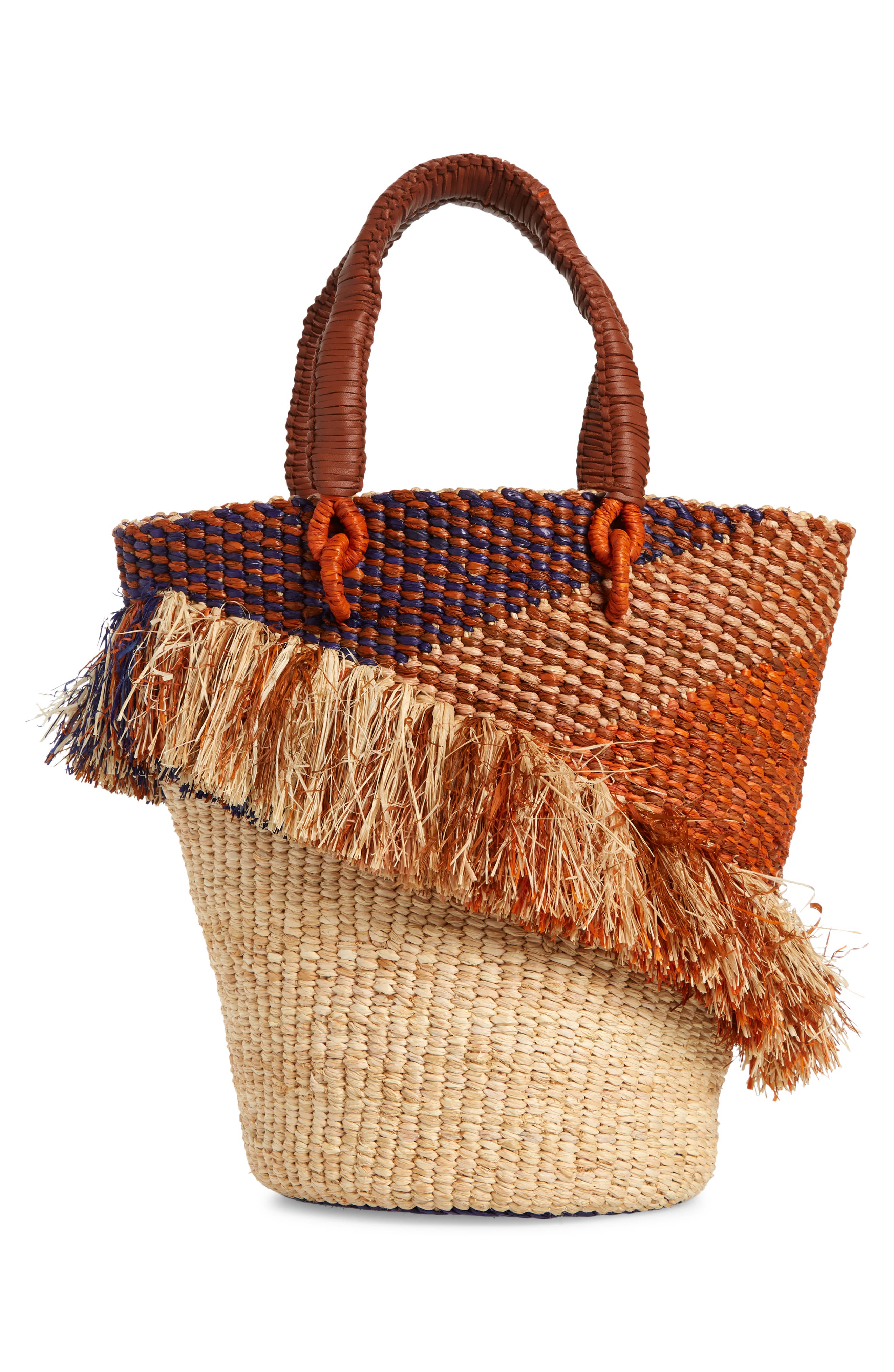 A A K S Tia Ruffle Raffia Bucket Bag, Alternate, color, 
