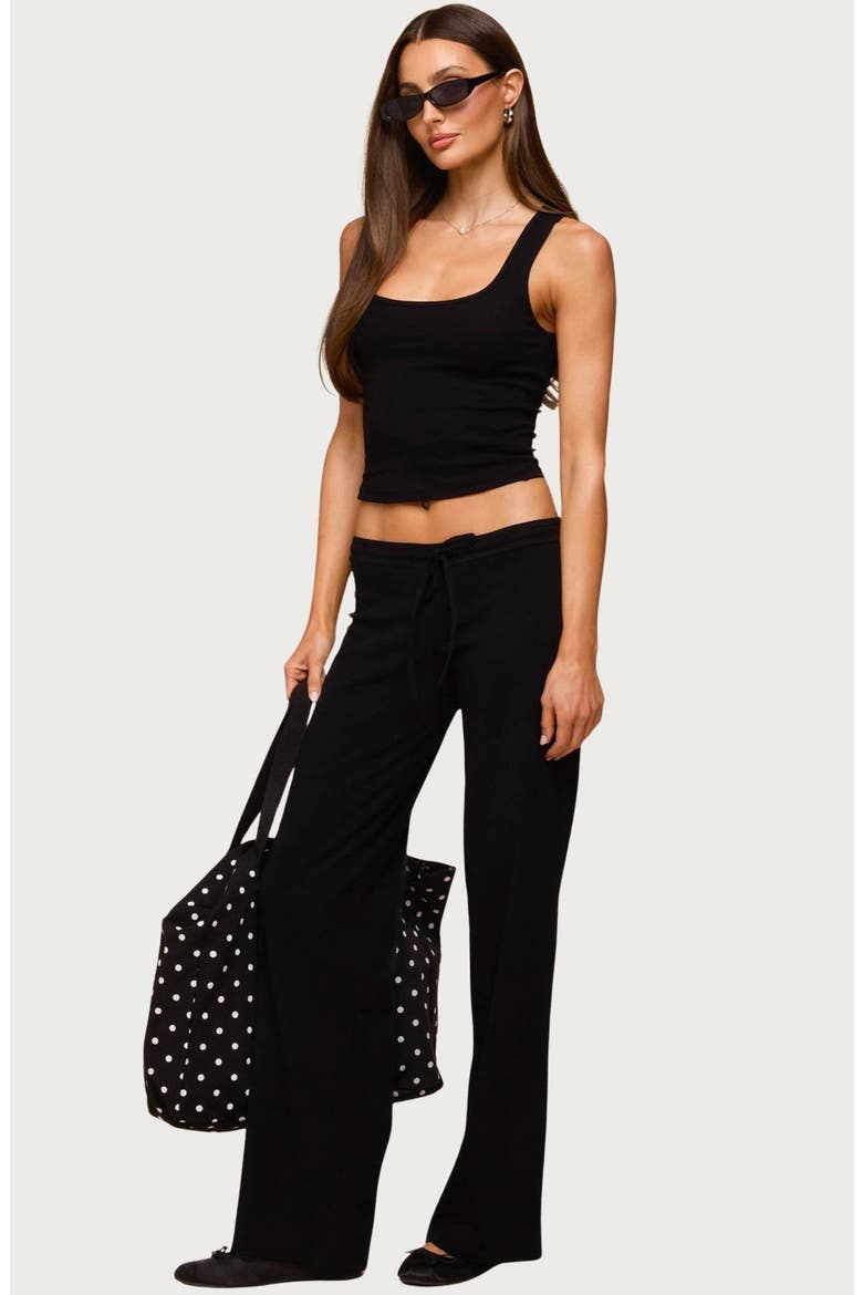 Linda Rib Scoop Neck Tank, Alternate, color, BLACK