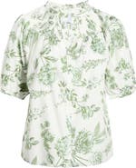SUGARLIPS Bria Floral Blossom Smocked Button-Up Top