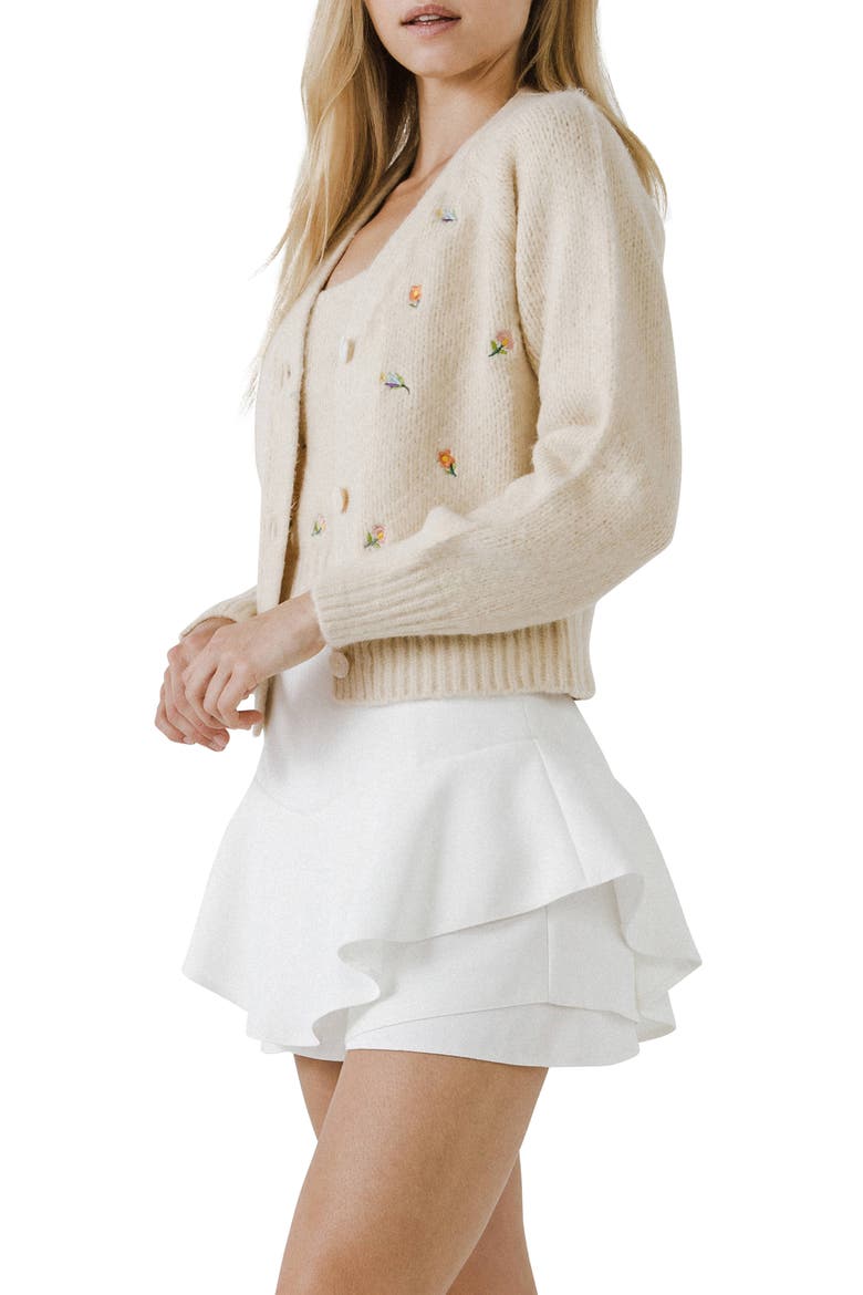 Embroidered Cardigan, Alternate, color, BEIGE