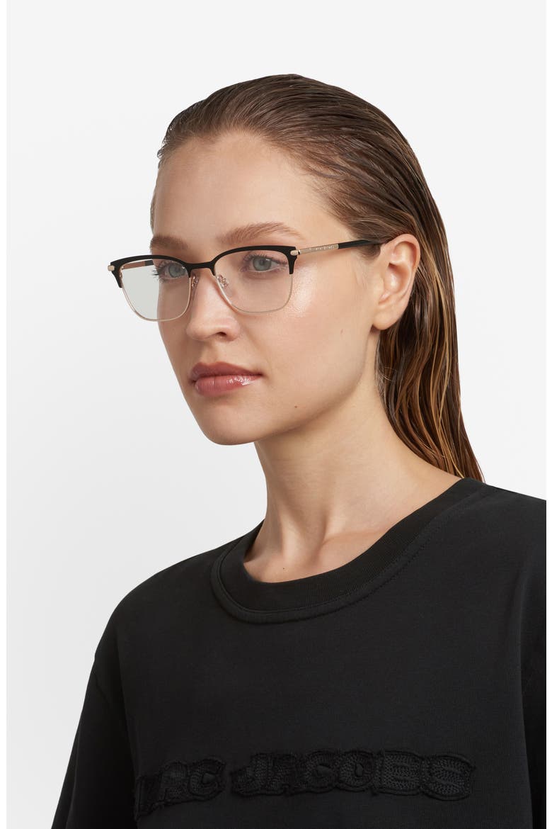53mm Cat Eye Optical Glasses, Alternate, color, GOLD BLACK