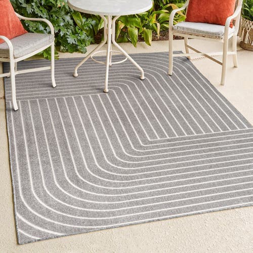 Jonathan Y Odense High-low Minimalist Angle Geometric Indoor/outdoor Area Rug In Gray/ivory
