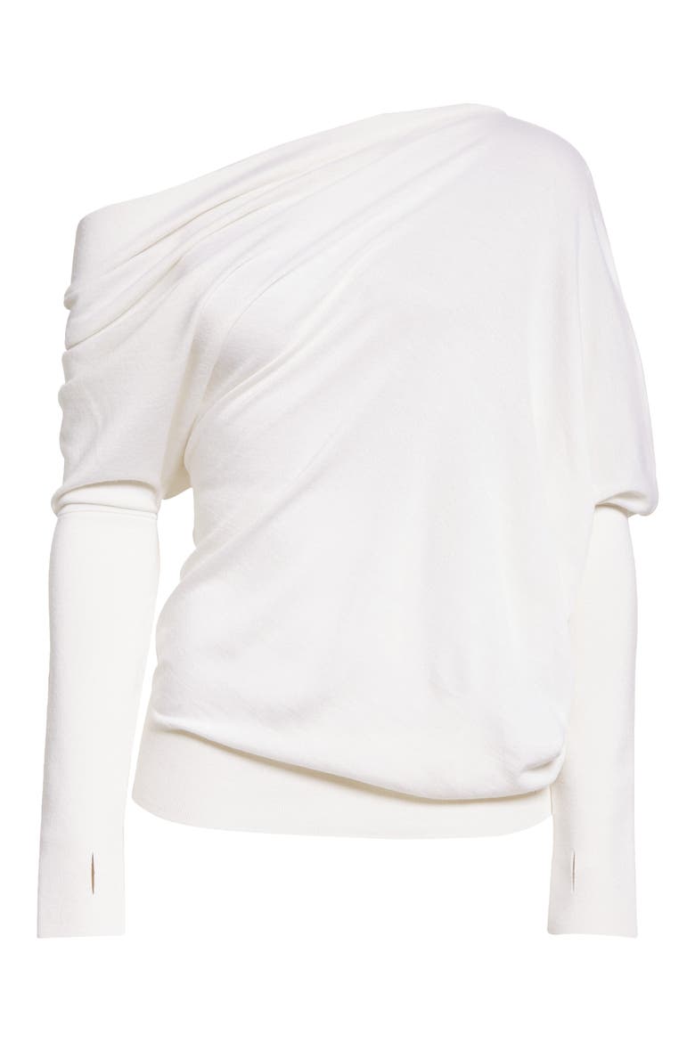 Off the Shoulder Cashmere & Silk Sweater, Alternate, color, CHALK