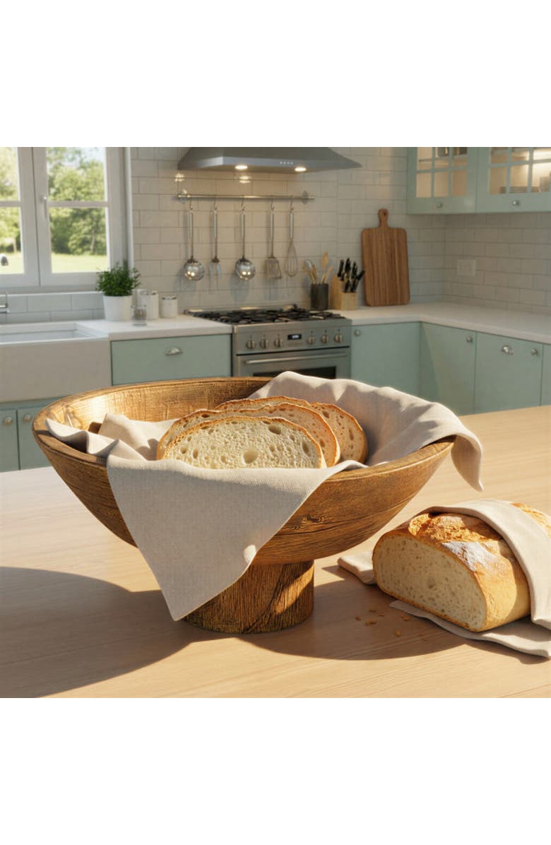 Storied Home Mango Wood Footed Bowl, Natural, Alternate, color, Natural