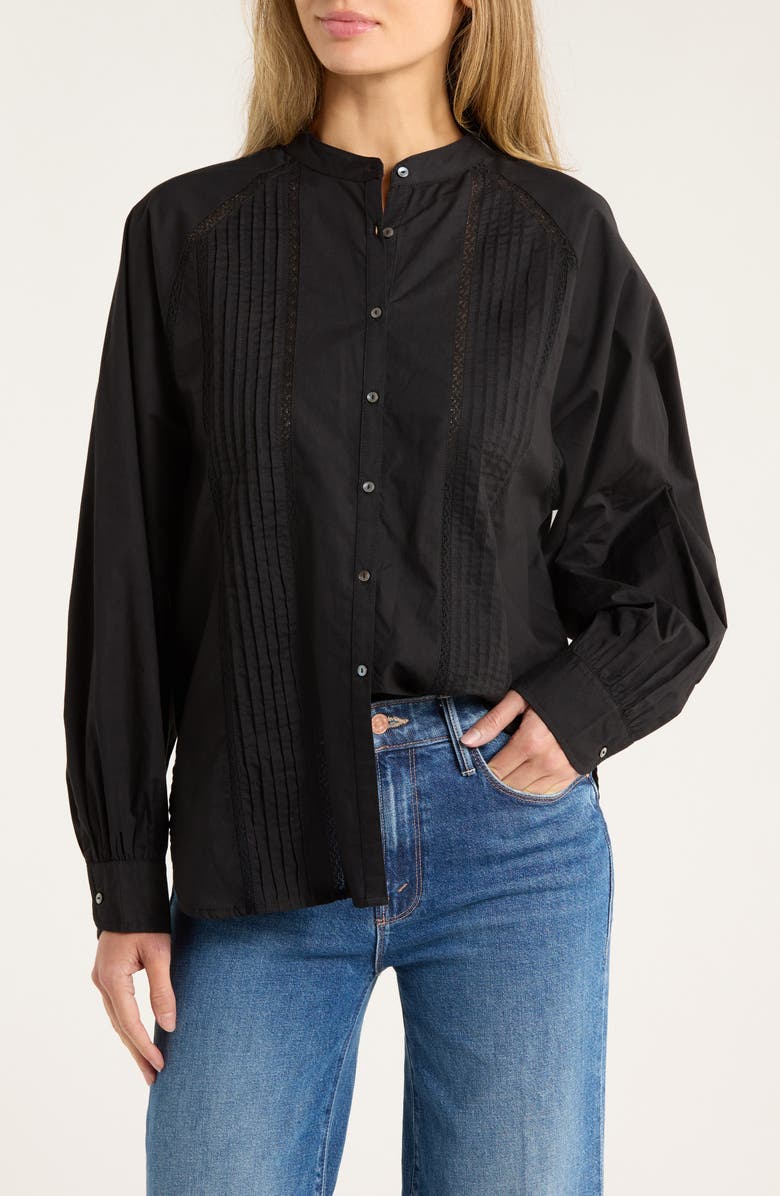 BUCK MASON Heirloom Cotton Poplin Button-Up Shirt, Main, color, Black