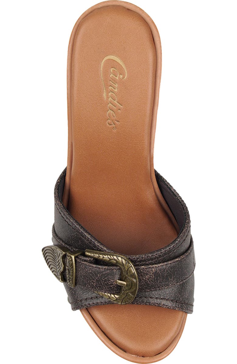 Candie's Federica Platform Slide Sandal, Alternate, color, Brown Leather