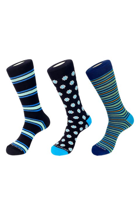 3-Pack Assorted Crew Socks