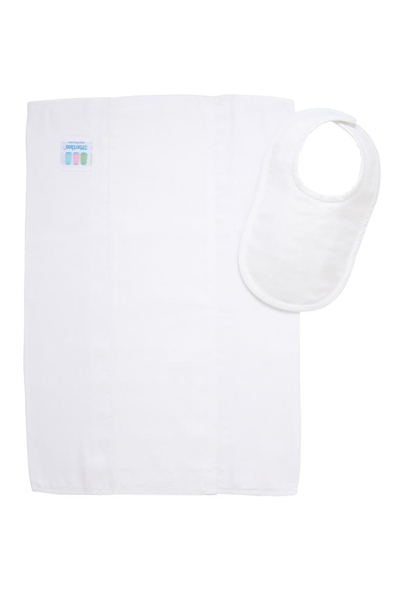 3 Marthas Seersucker Stripe Drooler Bib & Burp Set, Alternate, color, White