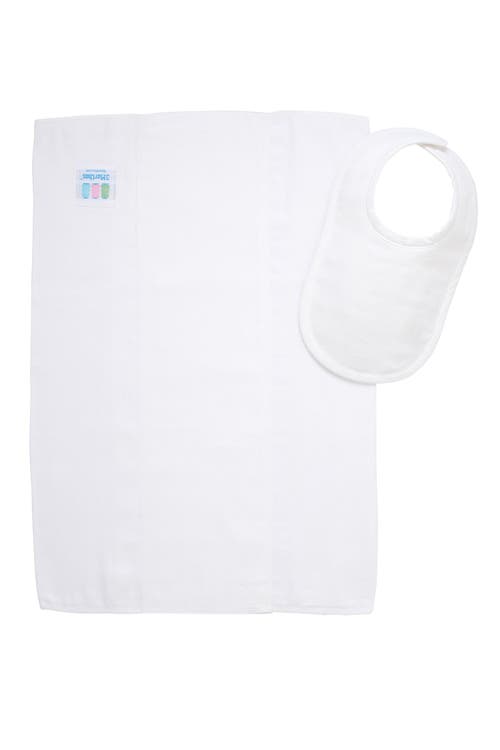 3 Marthas Seersucker Stripe Drooler Bib & Burp Set