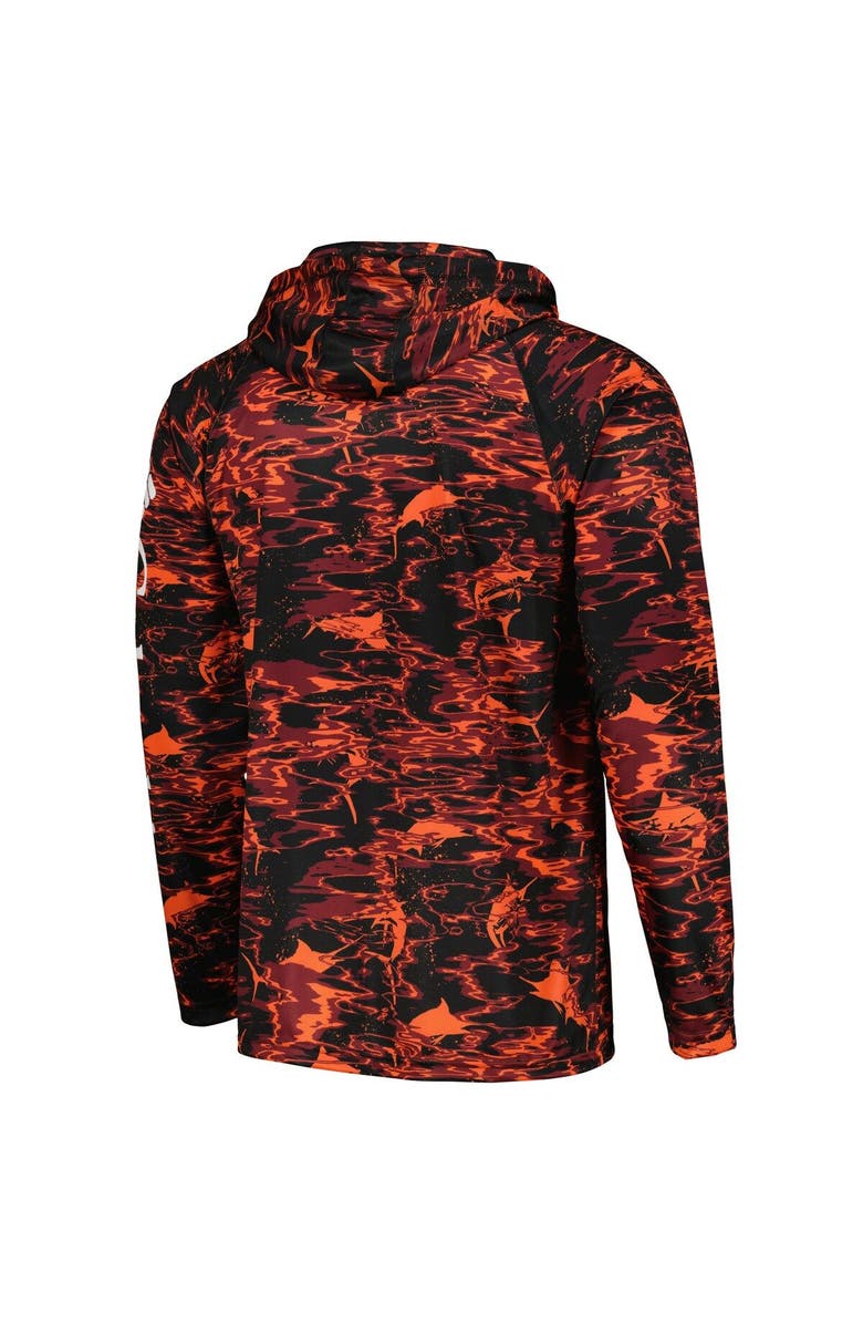 Columbia Men's Columbia  Black Virginia Tech Hokies PFG Terminal Tackle Omni-Shade Rippled Long Sleeve Hooded T-Shirt, Alternate, color, 