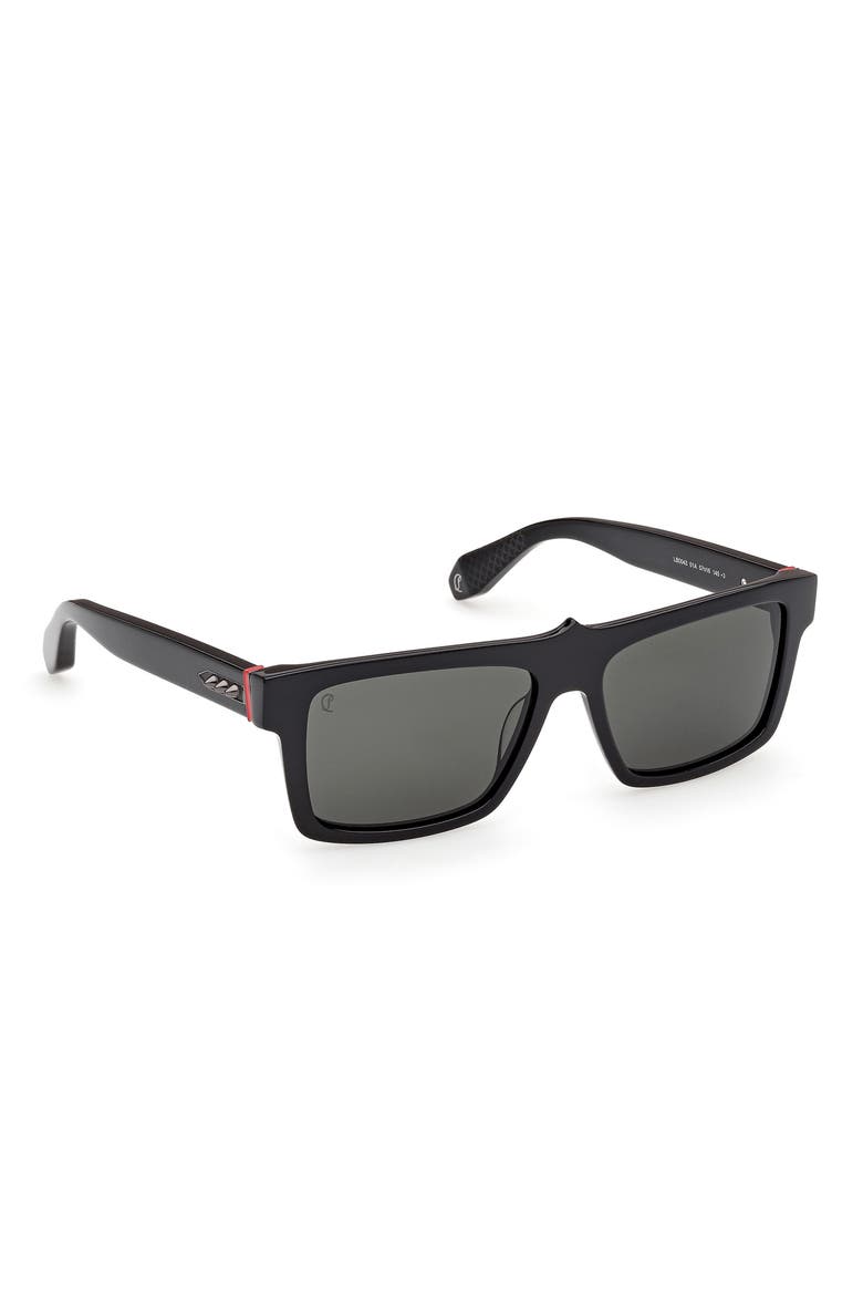 57mm Square Sunglasses, Alternate, color, BLACK / GUNMETAL / ZIESS SMOKE