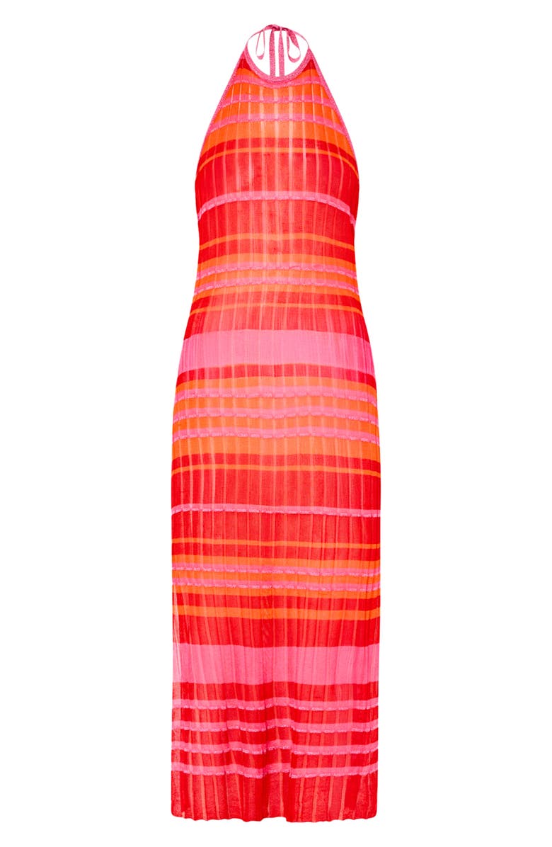 Milly Variegated Stripe Cover-Up Dress, Alternate, color, Pink Multi