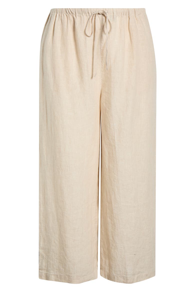 Wide Leg Crop Linen Pants, Alternate, color, FLAX