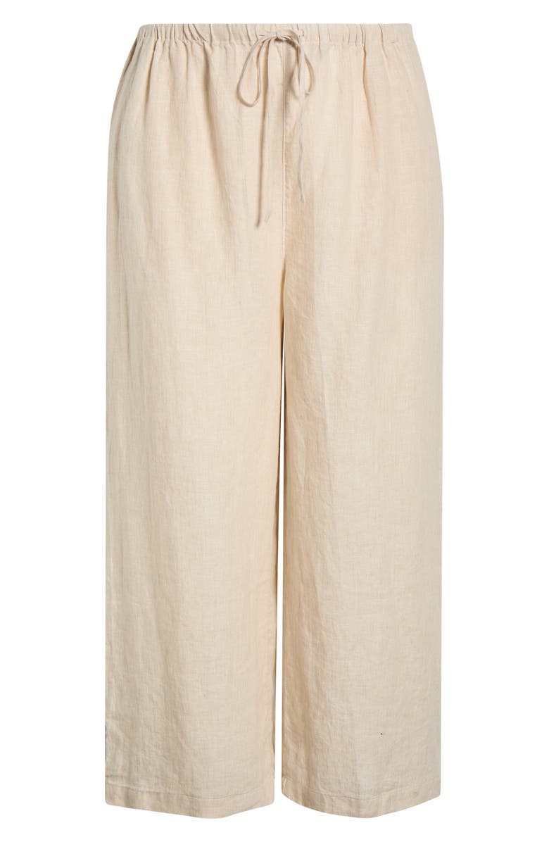 Caslon<sup>®</sup> Wide Leg Crop Linen Pants, Alternate, color, Flax