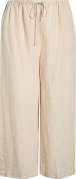 Caslon® Wide Leg Crop Linen Pants