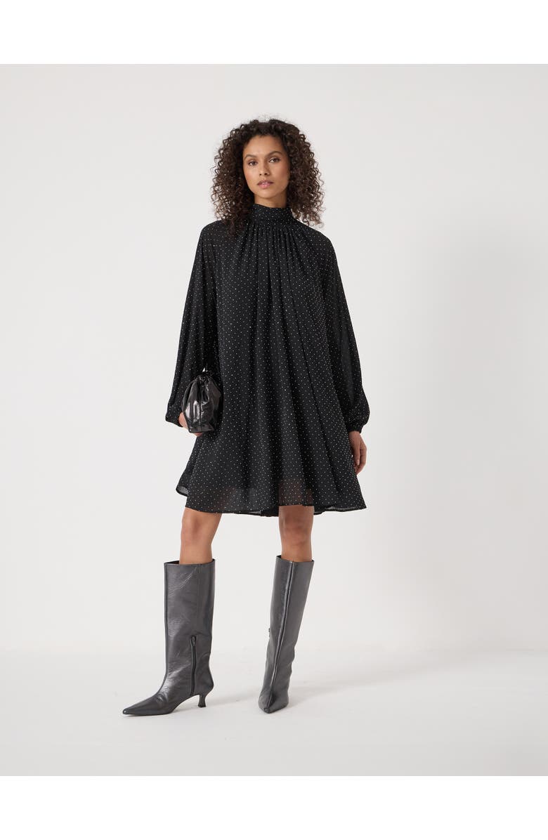 Hush Diamante Gathered Neck Mini Dress, Alternate, color, Black