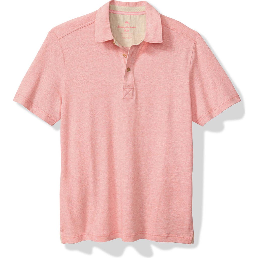 Tommy Bahama Laurito Beach Cotton & Linen Polo In Dubarry Coral Heather
