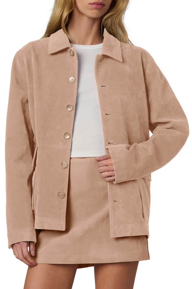 Faux Suede Chore Coat, Main, color, CAMEL