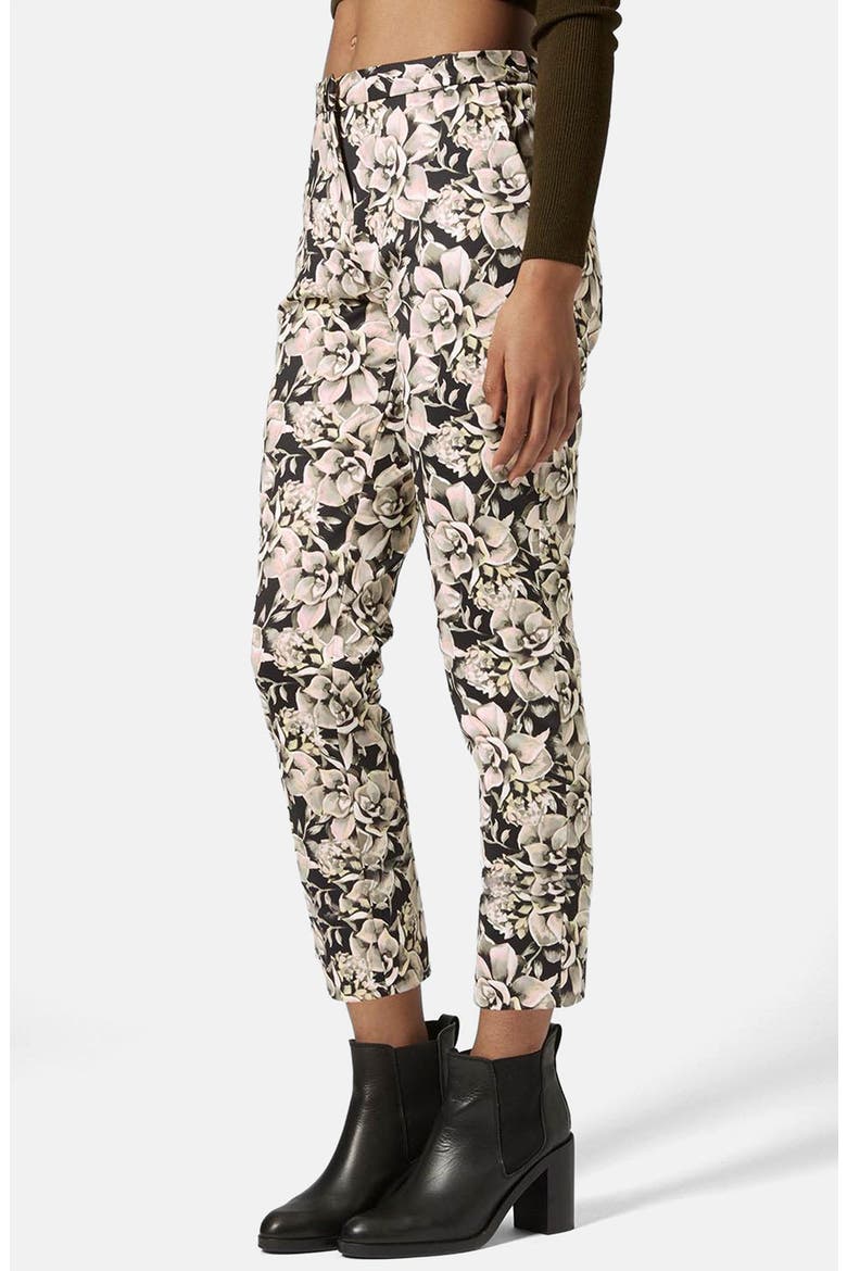 Floral Scuba Cigarette Trousers, Main, color, BLACK MULTI