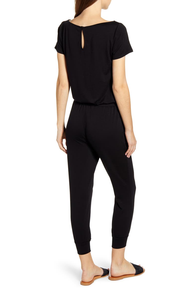 Gibson x International Women's Day Nasreen Off the Shoulder Knit Jumpsuit, Alternate, color, BLACK