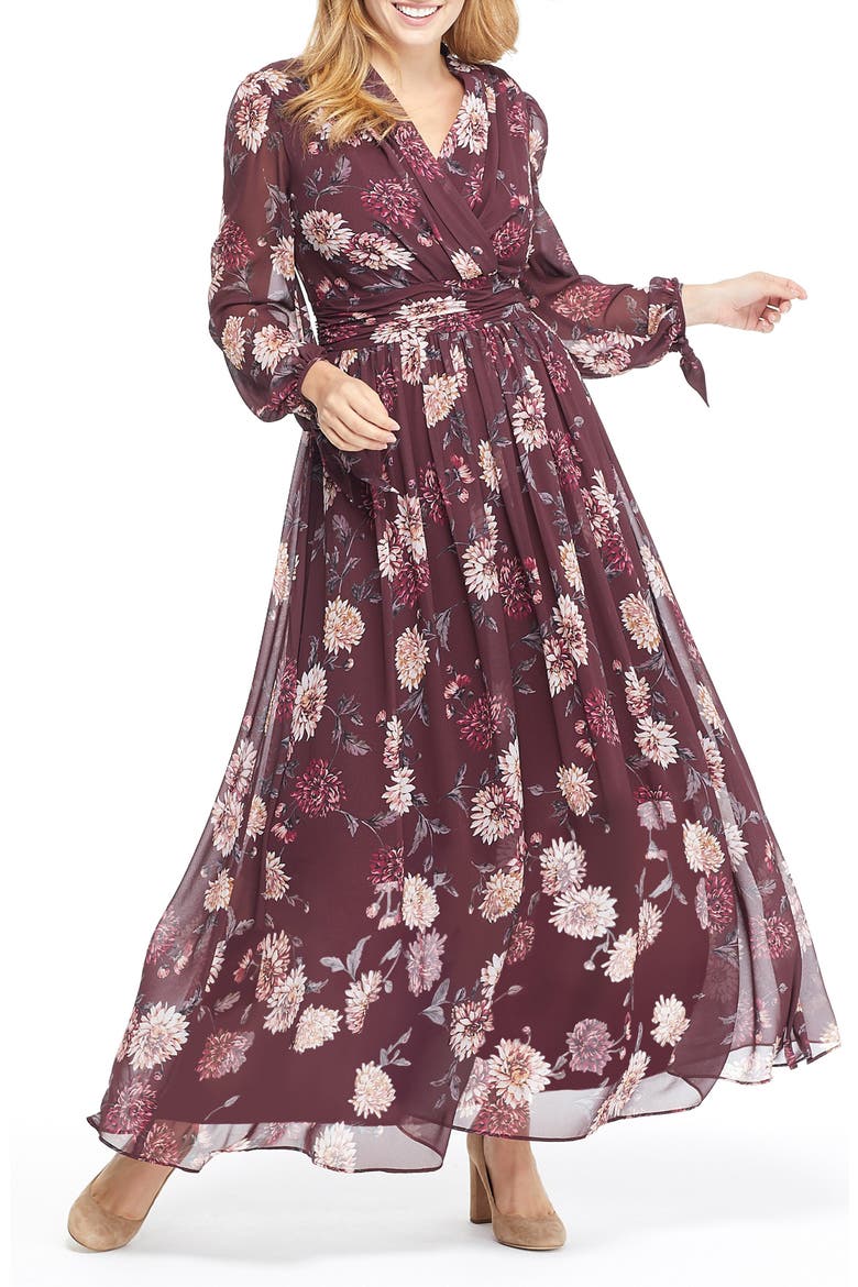Georgia Chiffon Maxi Dress (Nordstrom Exclusive), Main, color, WINE/ VELVET ROSE