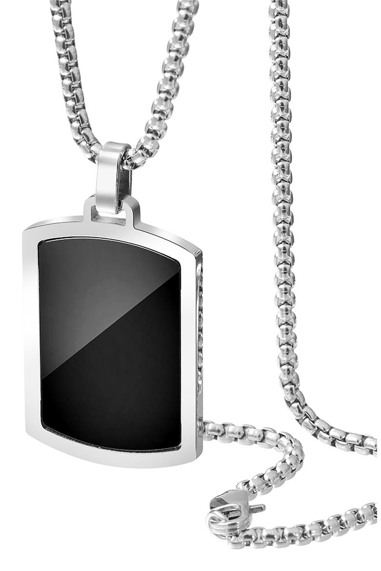 Men's Dog Tag Pendant Necklace, Alternate, color, BLACK