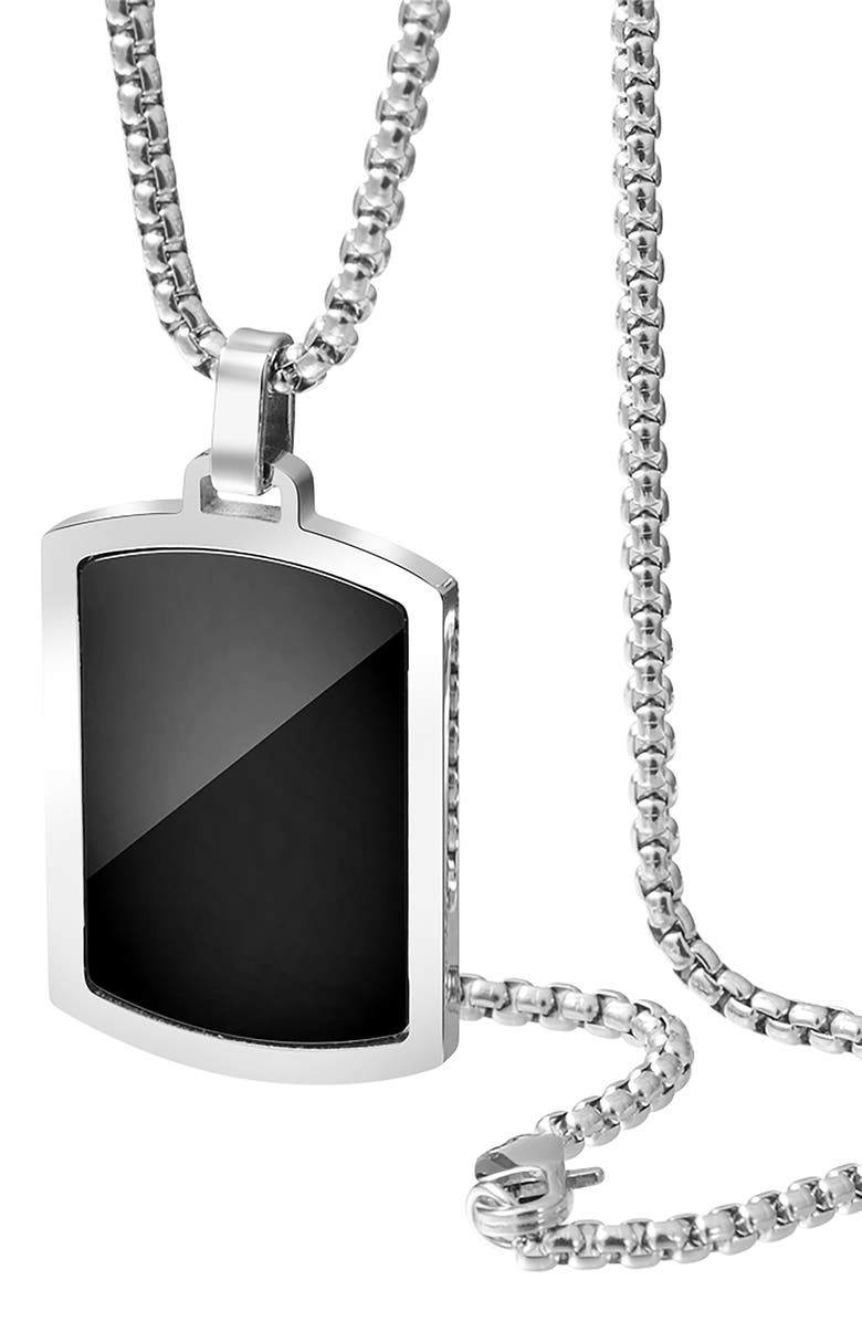VAN HEUSEN Men's Dog Tag Pendant Necklace, Alternate, color, Black