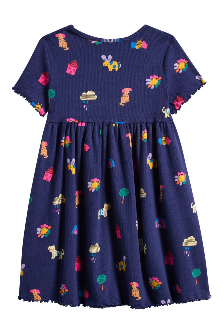 Kids' Print Rib Knit Dress, Alternate, color, BLUE