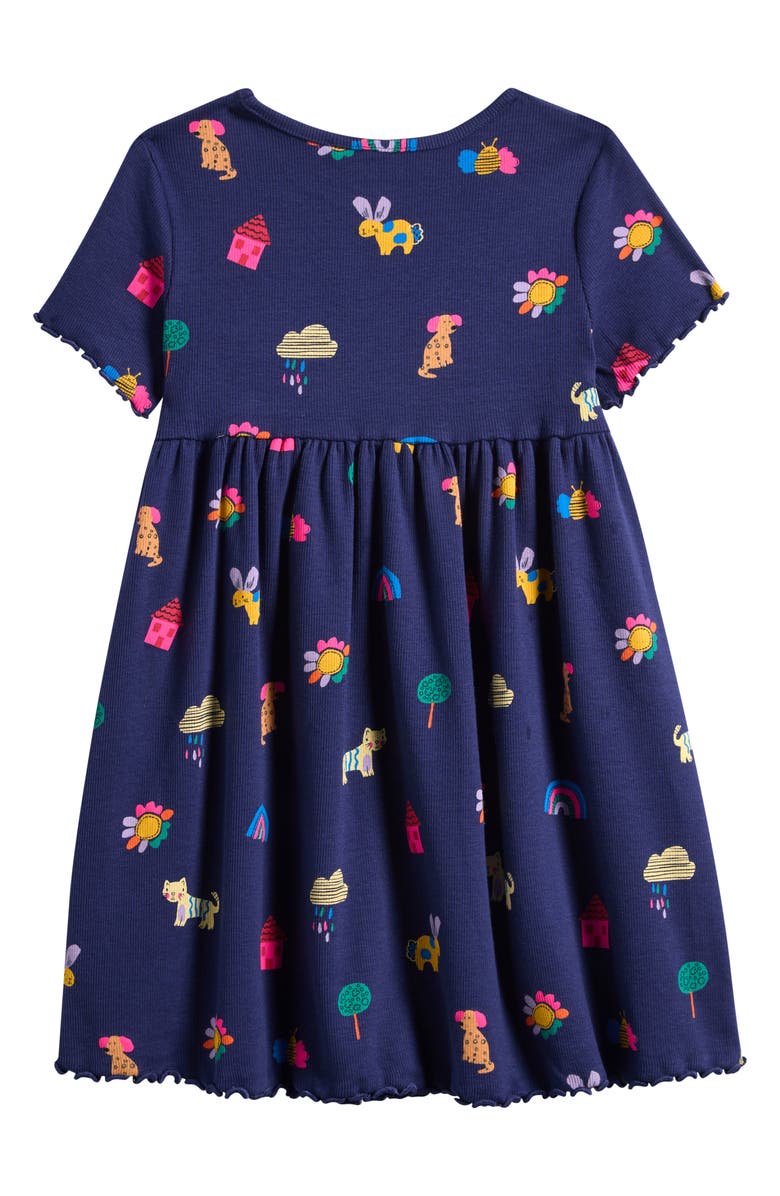 NEXT Kids' Print Rib Knit Dress, Alternate, color, Blue