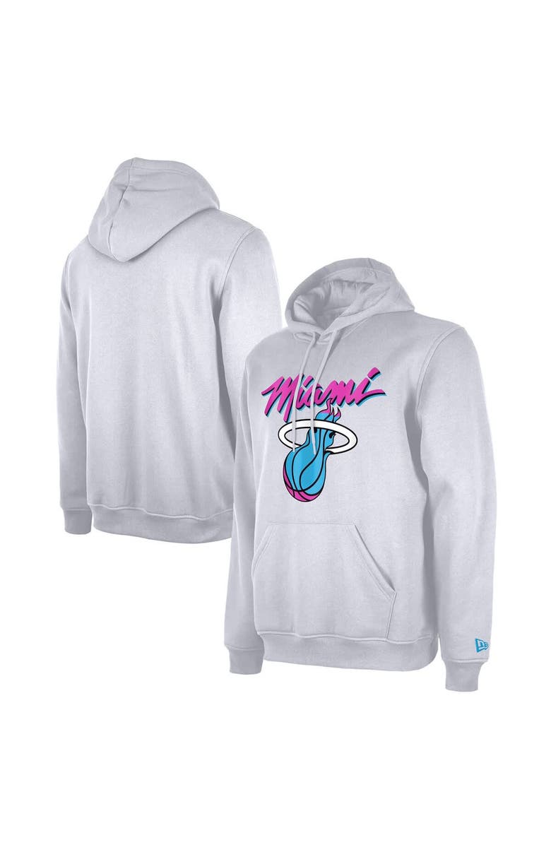 New Era Men's New Era  White Miami Heat 2024/25 City Edition Pullover Hoodie, Main, color, 