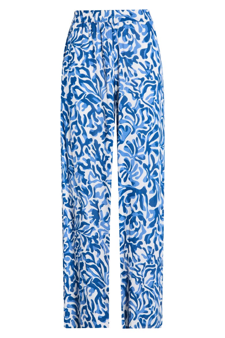 Print Wide Leg Pants, Alternate, color, BLUE CAROLINA