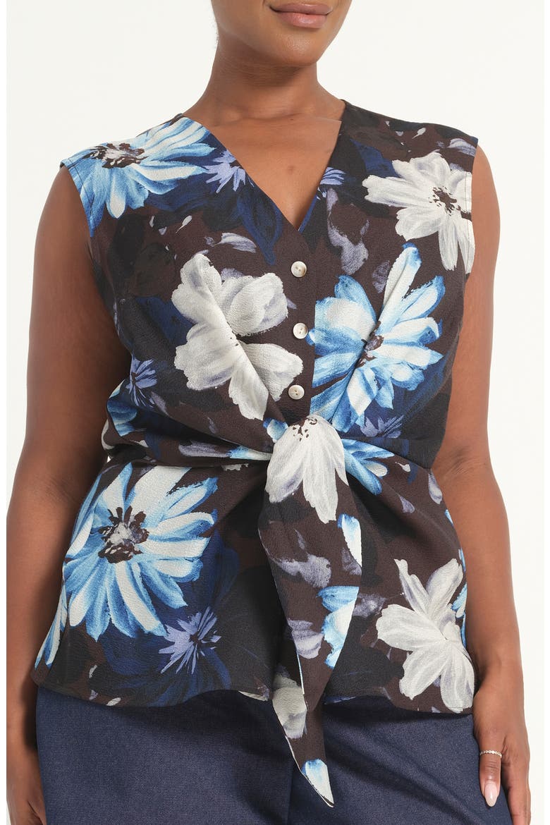 Aveline Floral Print Sleeveless Top, Alternate, color, CHOCOLATE SKY