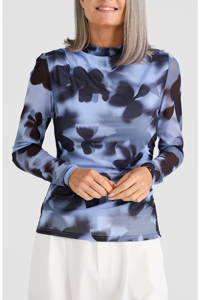 Salem Print Top, Alternate, color, BLUE ABSTRACT FLORAL