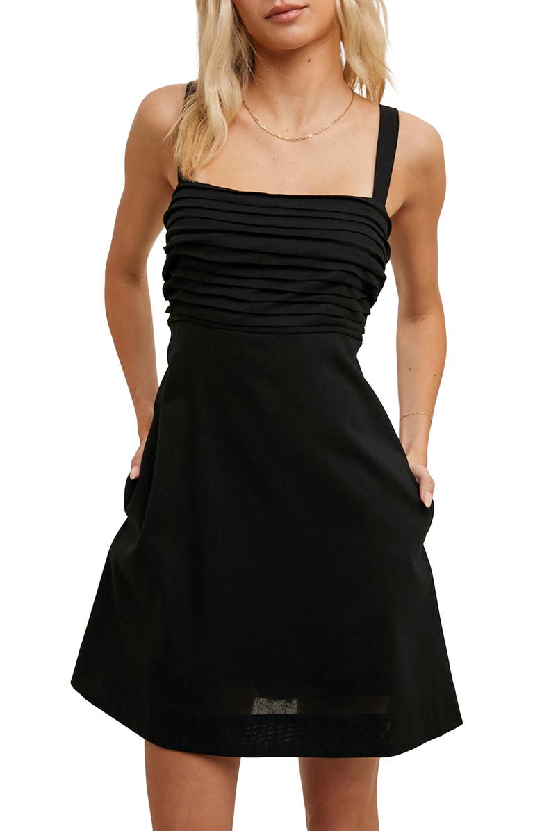 WISHLIST Pleated Minidress, Alternate, color, Black
