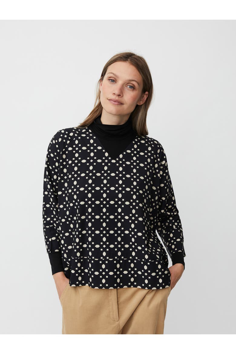 MaBenika 3/4 Sleeve V-Neck Blouse, Main, color, Black