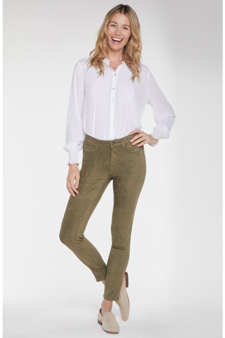 Ami Faux Suede Ankle Skinny Pants, Alternate, color, MOSS