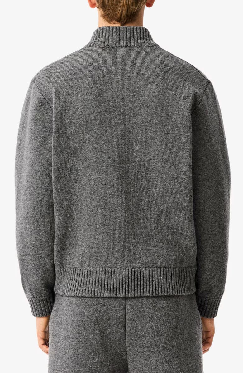 Lacoste Double Face Wool Blend Bomber Jacket, Alternate, color, Pitch Chine