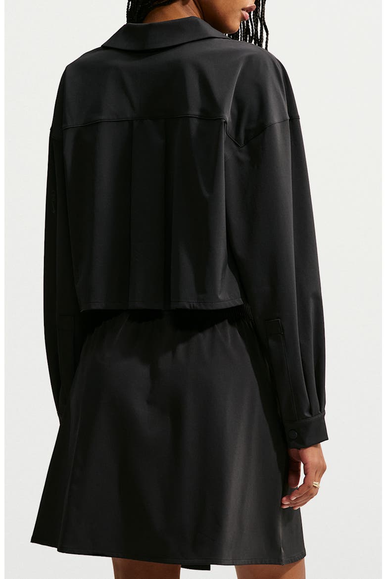 PerfectStretch Performance Long Sleeve Cropped Button-Down Shirt, Alternate, color, BLACK/ DARK SMOKE GREY