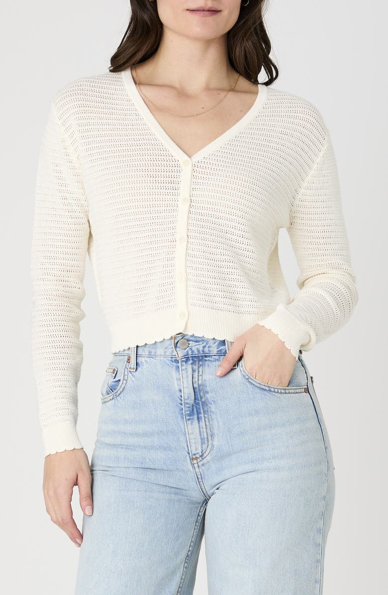 French Connection Nesta Cotton Crop Cardigan, Main, color, Classic Cream