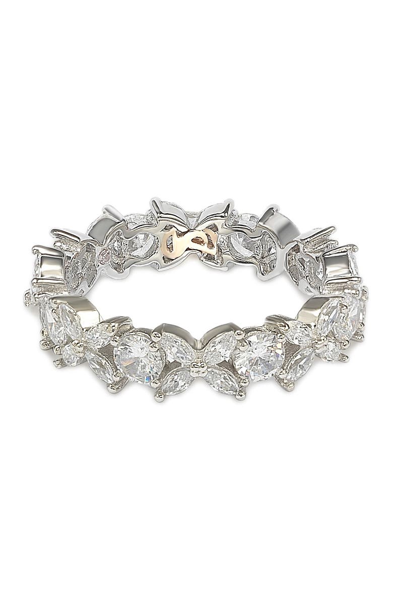 SUZY LEVIAN Sterling Silver CZ Floral Eternity Band, Alternate, color, 