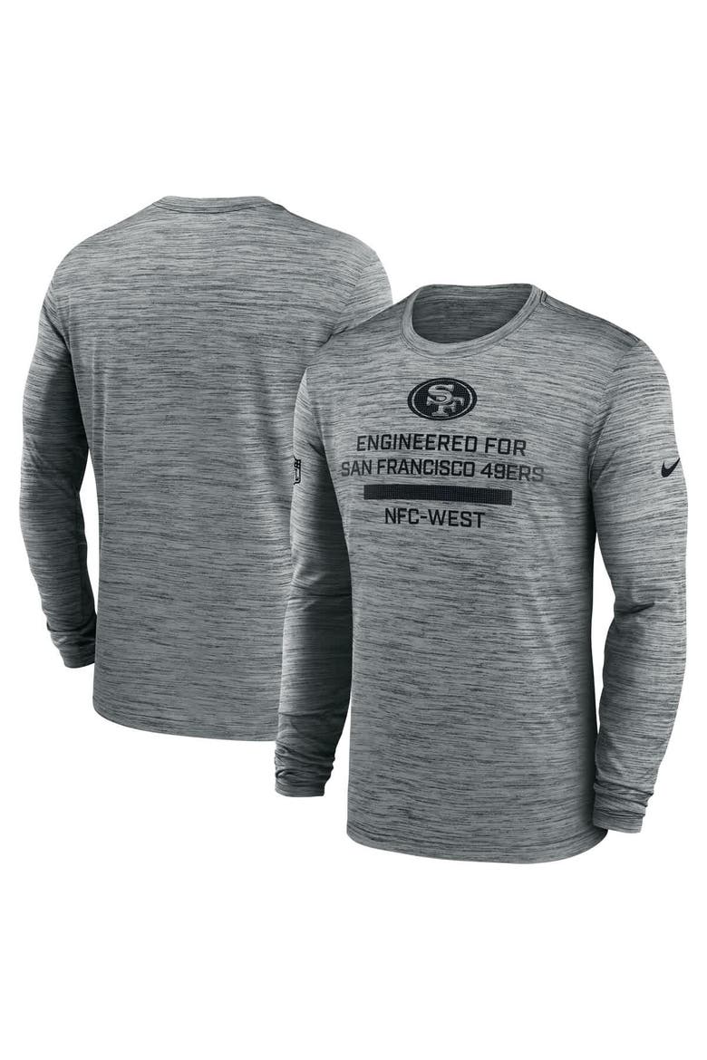 Men's Nike Gray San Francisco 49ers Sideline Velocity Performance Long Sleeve T-Shirt, Main, color, Gray