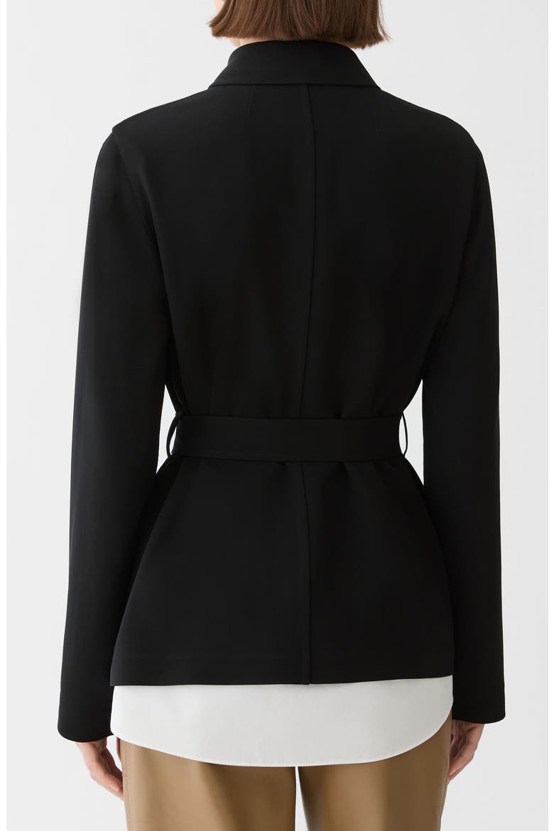 Belted Responsible Finesse Crepe Shirt Jacket, Alternate, color, BLACK