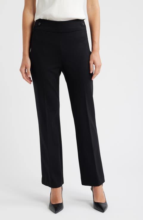 Side Tab Pull-On Straight Leg Pants