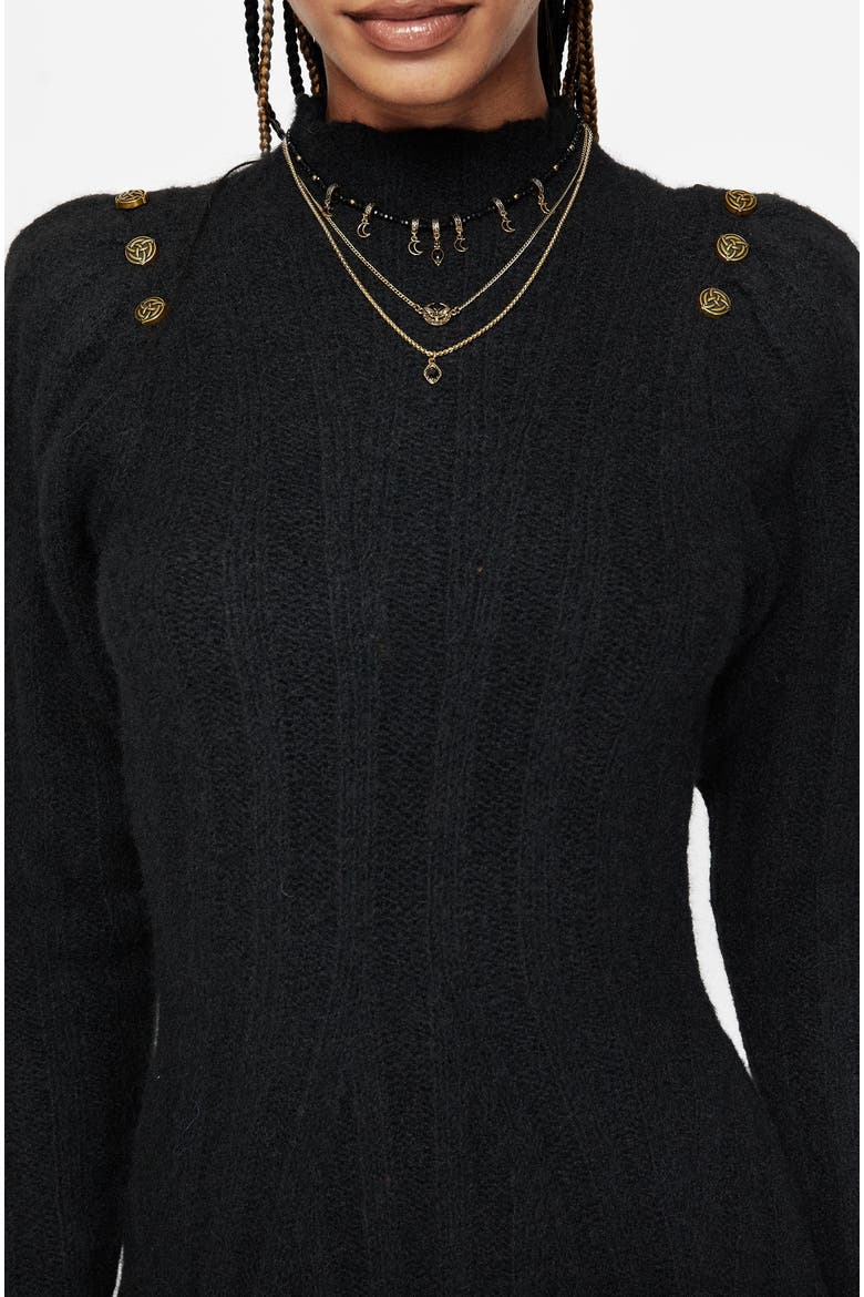 Dream Ribbed Skater Knit Dress, Alternate, color, Black