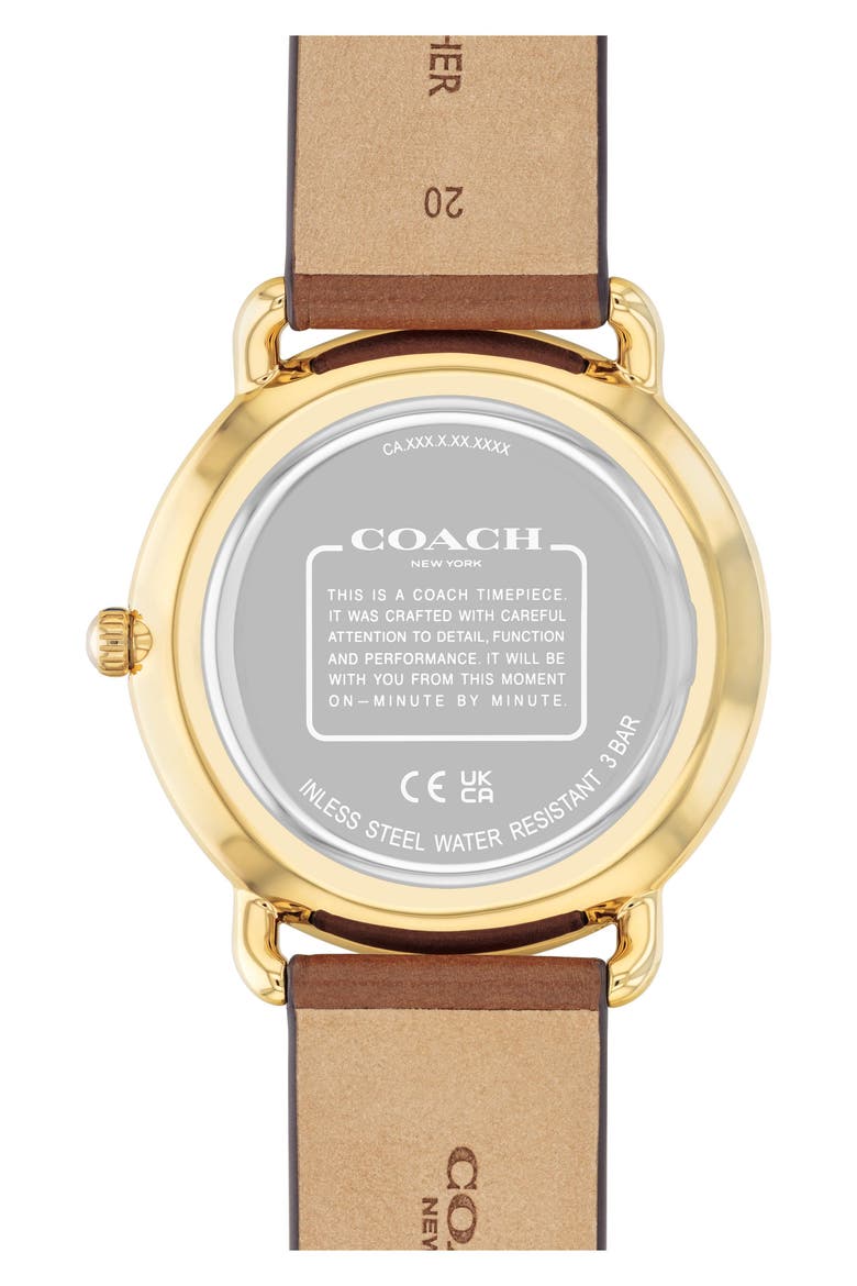 Elliot Leather Strap Watch, 41mm, Alternate, color, GOLD